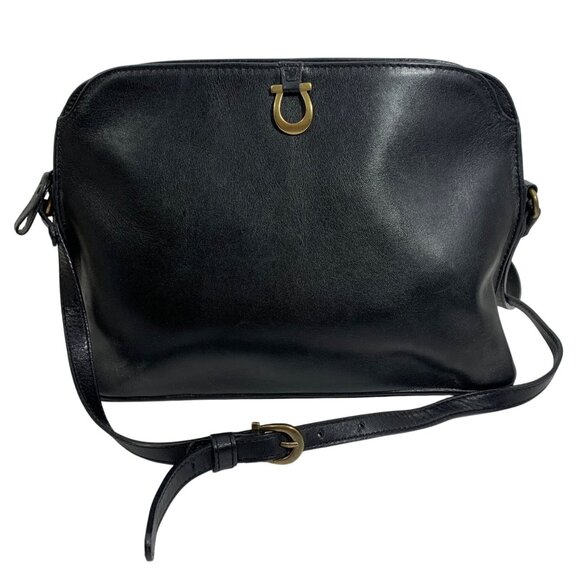 Vintage Etienne Aigner Black Genuine Leather Triple Compartment Shoulder Bag - Picture 1 of 8